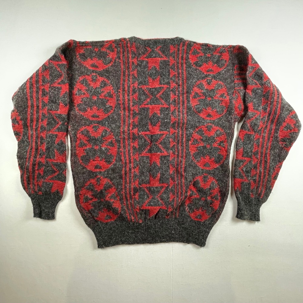 Sweater Graphix Men's Geometric Print Crewneck Sweater Size Medium Gray‎ Red - Picture 5 of 6
